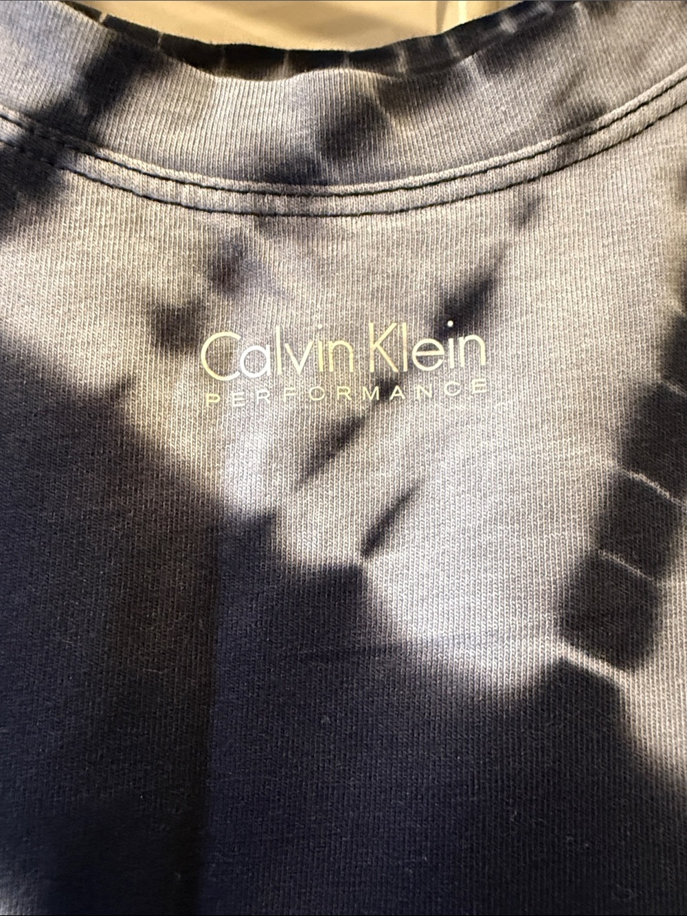 Calvin Klein Black & White Tie-Dye Short Sleeve Top with Crisscross Back - Picture 4 of 5